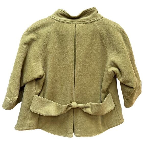 Lambswool Cape-Like Coat With‎ Leather Button Closure Pockets Patterned Lining M - Picture 6 of 8